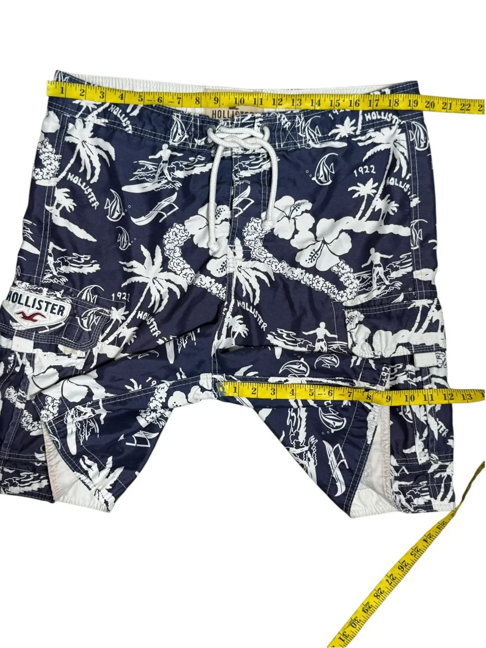 Vintage Hollister California Y2K Hawaiian Surf Cargo Board Shorts Swim Trunks XL